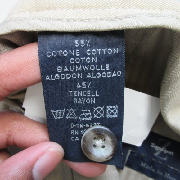 Zegna Sports Men's Chino Pants 36 x 34 Beige Cotton Rayon Office Business 552 - Picture 4 of 16